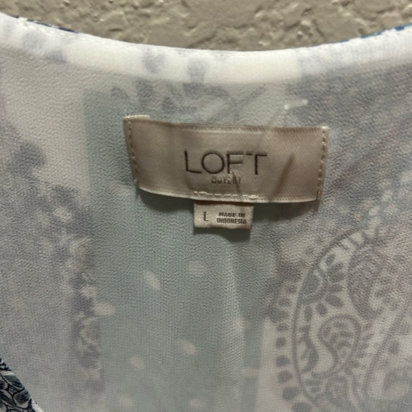 LOFT Blue and White Patchwork Tank Top - Picture 2 of 3